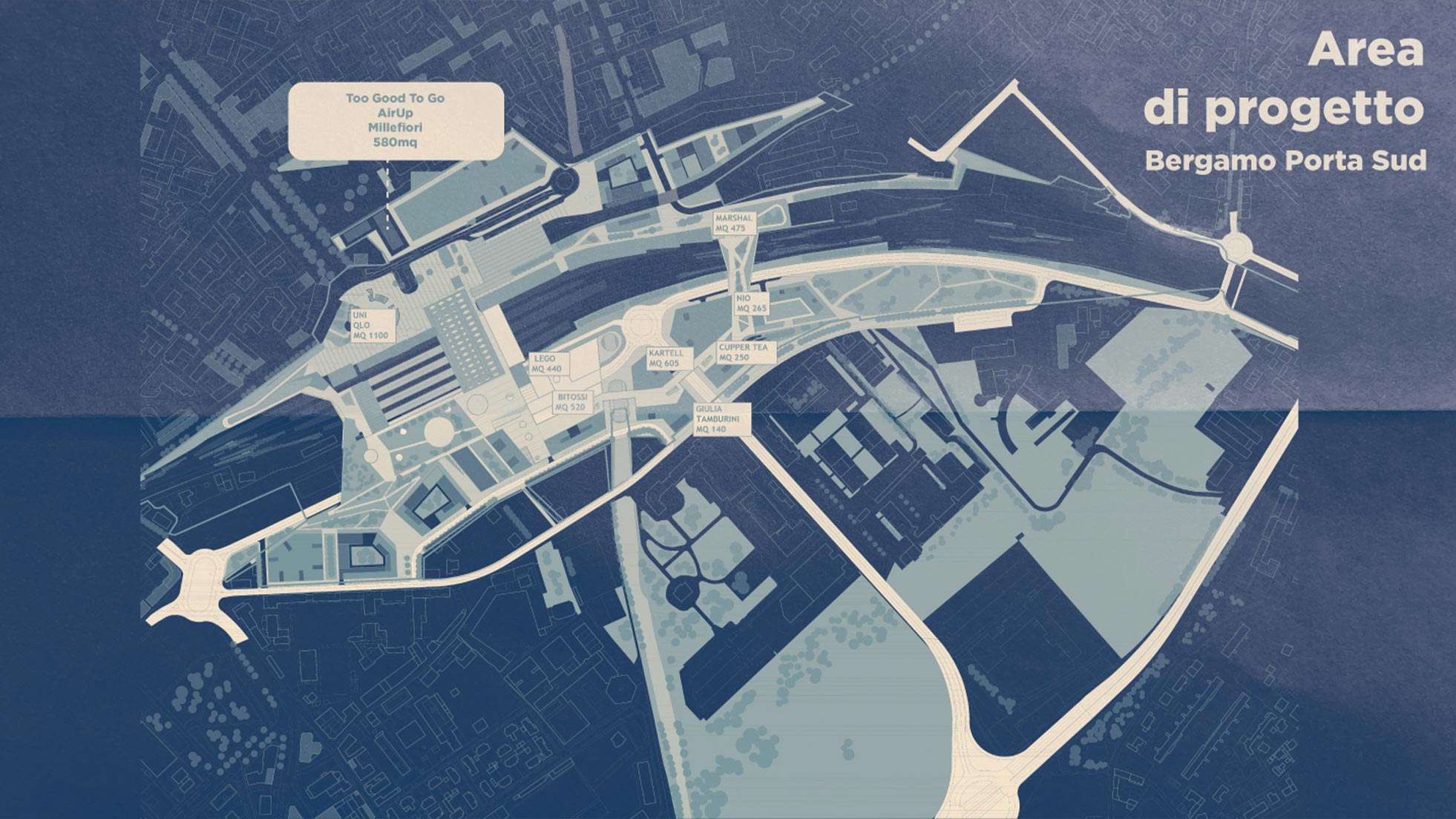 Tavola tecnica del progetto CoBoxing con schema spaziale e organizzazione funzionale